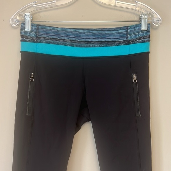 Lululemon Inspire Tight II in Black/Space Dye Twist Naval Blue Peacock Blue Sz 8 - Picture 6 of 15